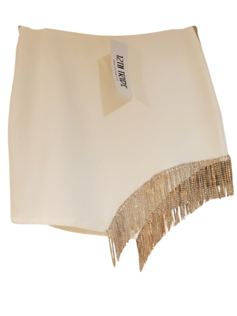 NWT 12th Tribe Madelyn White Crystal Fringe Mini Skirt Size M Bachelorette